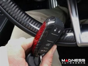 Alfa Romeo Stelvio Key Fob Cover - Carbon Fiber - Red Candy Main/ Black Accents Alfa Romeo Stelvio Key Fob Cover - Carbon Fiber - Red Candy Main/ Black Accents